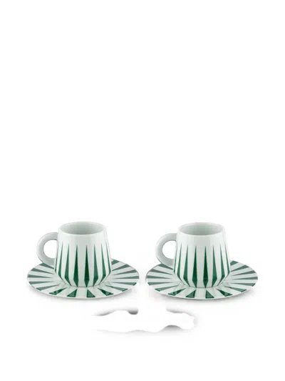 Alessi Delight Geometric-print Espresso Cups (set Of Two) In Green