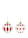 Alessi Diamond-pattern Ornament (set Of Two) In Red