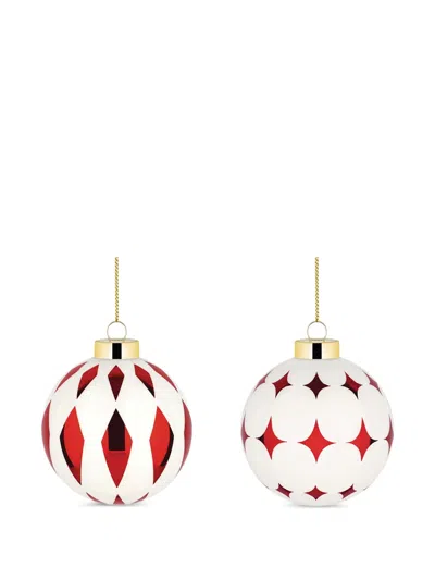 Alessi Diamond-pattern Ornament (set Of Two) In Red