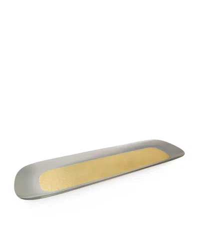 Alessi Dressed 24 Karat Gold-plated Long Tray In Metallic