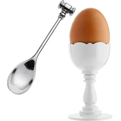 Alessi Dressed Egg Cup With Spoon In White