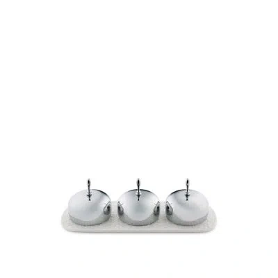 Alessi Dressed Jam Tray In Silver,white