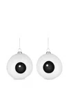 Alessi Eye-motif Bauble Ornament (set Of Two) In White