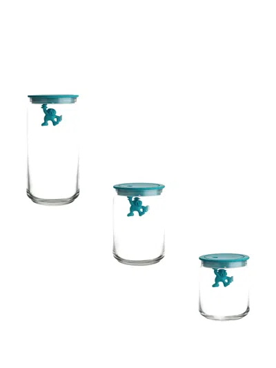 Alessi Figure Jars (set Of Three) In Green