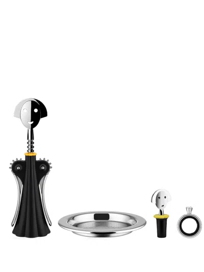 Alessi Gam01 Stainless Steel Wine Set In Black