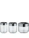 Alessi Glass Jars (set Of Three) In Silver