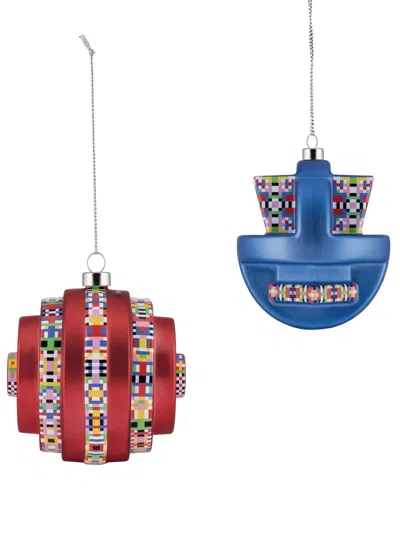 Alessi Glow E Arc Glass Ornament Set In Red