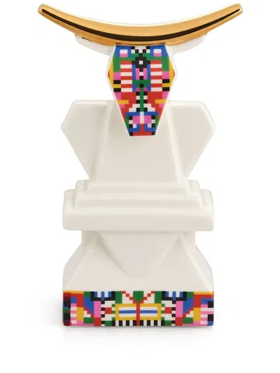 Alessi Holyhedrics Cow Porcelain Ornament In Weiss