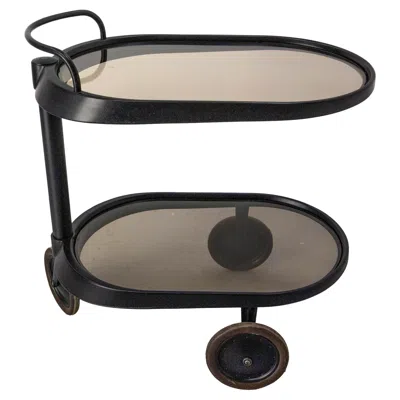 Pre-owned Alessi Italian Smoked Glass & Metal Serving Trolley By Enzo Mari For , Circa 1980 In Black