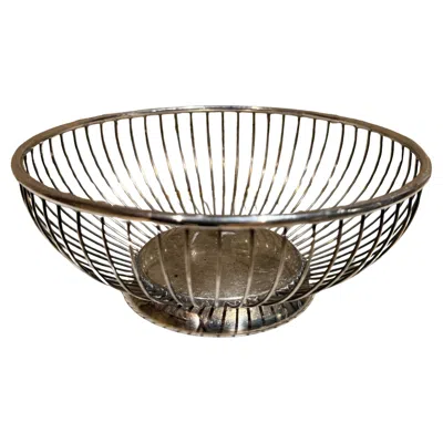 Pre-owned Alessi Italy Mid Century Modern Small Nickel Silver Basket,  Era In Brown