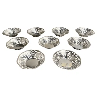 Pre-owned Alessi Large Set Of 9 Bread Baskets Ceselleria  Ufficio Technico Design Italy 60s In Gray