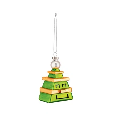 Alessi Le Palle Quadrate Cubik Tree Christmas Ornament In Green,yellow