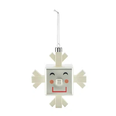 Alessi Le Palle Quadrate Snowray Christmas Ornament In White,silver,red