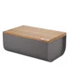 Alessi Mattina Bread Box With Cutting Board Lid In Dark Gray