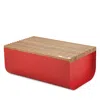 Alessi Mattina Bread Box With Cutting Board Lid In Red