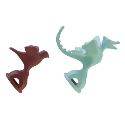 Alessi Mgwh Set Of Two Whistles In Light Green,red