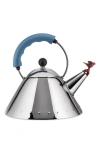 Alessi Bird Metallic-effect Kettle In Blue