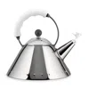 Alessi Michael Graves White Handle Tea Kettle In Metallic
