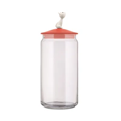 Alessi Mio Pet Jar Container With Lid In Red Orange