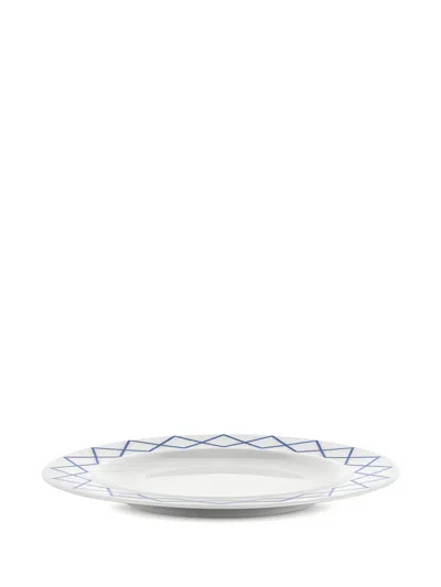 Alessi My Beaut China Geometric-pattern Dessert Plate (set Of Four) In White