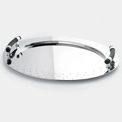 Alessi Oval Tray With Handles In Silver