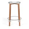 Alessi Stainless Steel Phillippe Starck High Steel And Beechwood Stool 65cm In Silver
