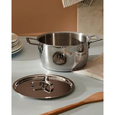Alessi Pots&pans Casserole With Two Handles In Silver
