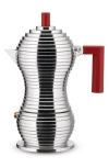 Alessi Pulcina 3-cup Espresso Coffee Maker In Silver Red
