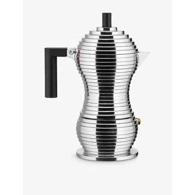 Alessi Pulcina Espresso 3-cup Coffee Maker Silver And Black
