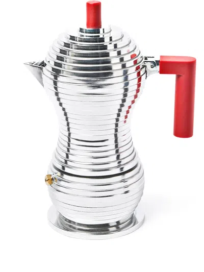 Alessi Pulcina Geometric Espresso Pot In Silver
