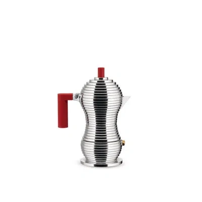 Alessi Pulcina Induction Espresso Coffee Maker In Silver,red