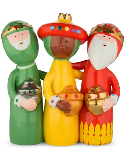 Alessi Re Magi Porcelain Statues In Green