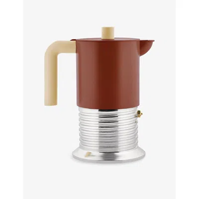 Alessi Red And Yellow Vite Six-cup Espresso Coffee Maker In Brown