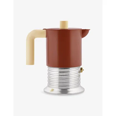 Alessi Red And Yellow Vite Three-cup Espresso Coffee Maker In Brown
