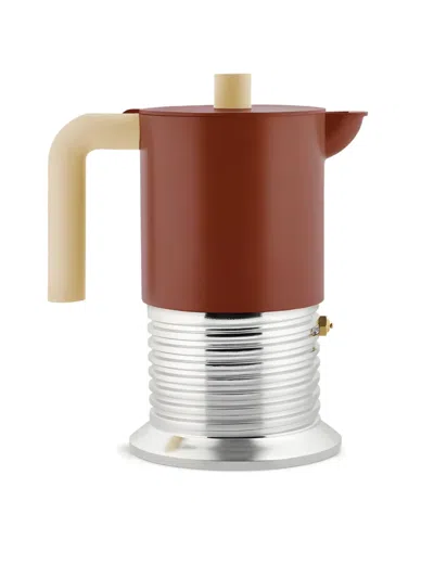 Alessi Ribbed-design Espresso Maker In Brown