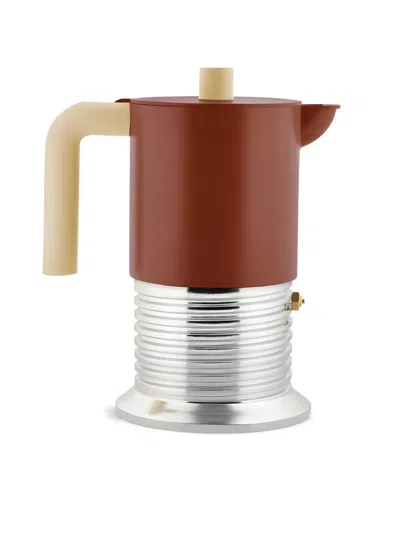Alessi Ribbed-design Espresso Maker In Brown