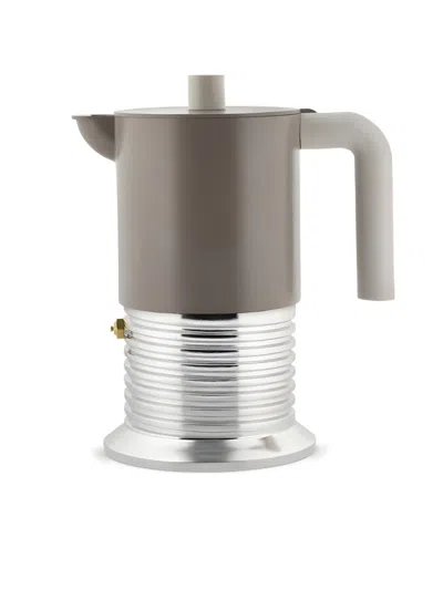Alessi Ribbed-design Espresso Maker In Gray