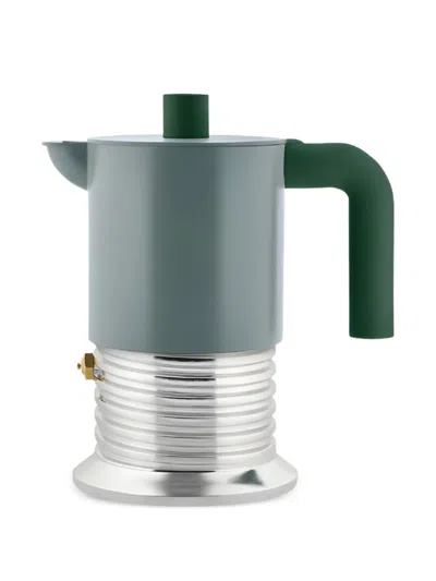 Alessi Ribbed-design Espresso Maker In Green