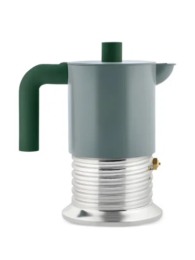 Alessi Ribbed-design Espresso Maker In Green