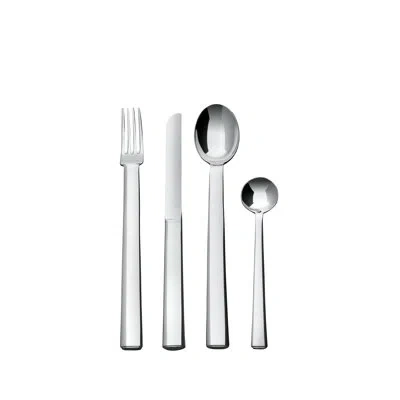 Alessi Rundes Modell Stainless Steel Flatware Set - Service For 6 In Silver
