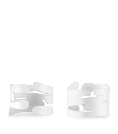 Alessi Nocolor Bark Ring Steel Napkin Holders Set Of Two