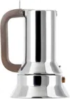Alessi Silver 9090 Espresso Coffee Maker In Silver & Brown