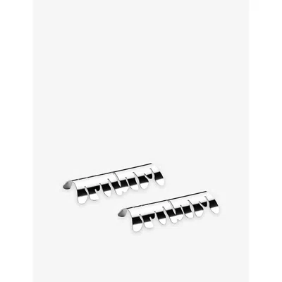 Alessi Silver Bark Stainless-steel Cutlery Holder Set Of Two In White