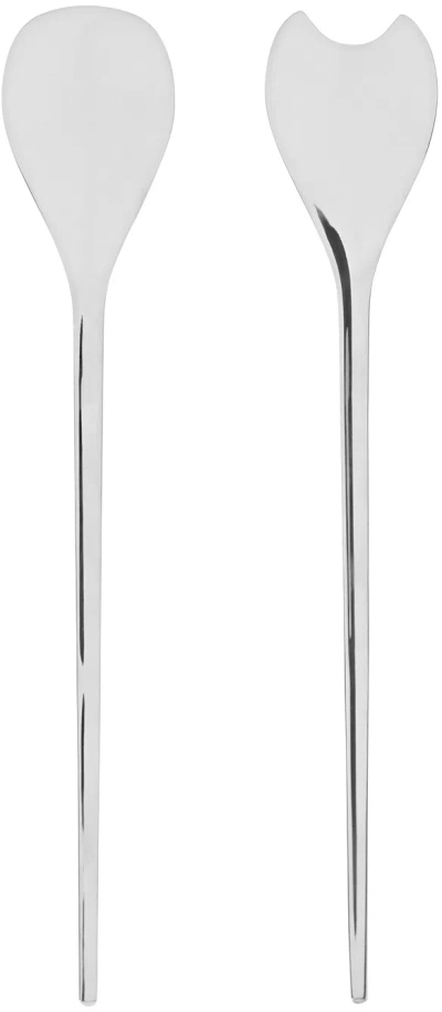 Alessi Silver Human Collection Salad Set In Stainless Steel