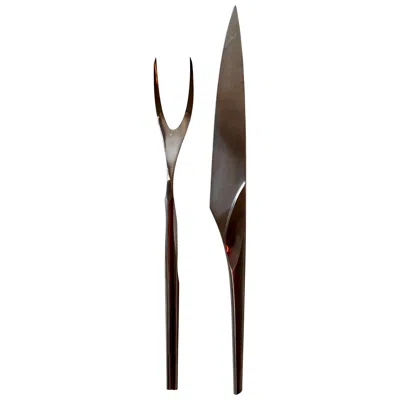 Pre-owned Alessi Stainless Steel Serving / Carving Utensil Set By As, Italy In Black