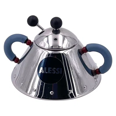 Pre-owned Alessi Sugar Bowl & Spoon Designed By Michael Graves For  Memphis Era In Gray