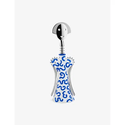 Alessi Anna G. Delft  Alki-paper And Chrome-plated Zamak Corkscrew 24.5cm White And Blu In Multi