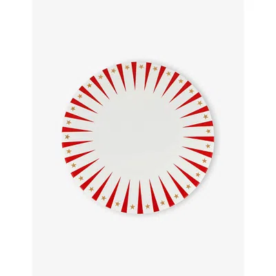 Alessi White And Red Delight Panettone Porcelain Serving Plat In Multi