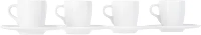 Alessi White Itsumo Espresso Cup & Saucer Set, 4 Pcs In White Porcelain