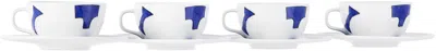 Alessi White Itsumo Tea Cup & Saucer Set, 4 Pcs